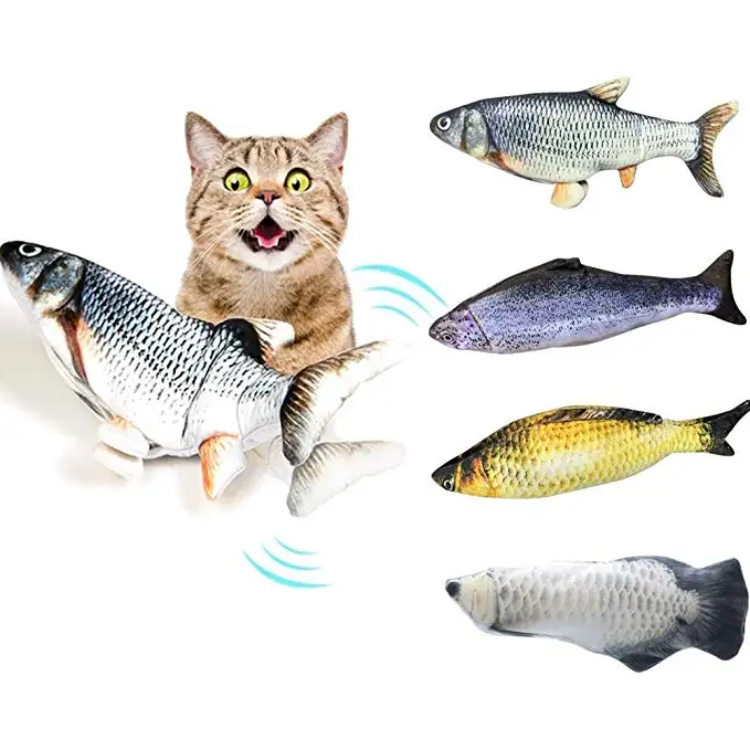 

Electric Fish Cat Toys Interactive Dancing Fish for Kitty Catnip Cat Toys Perfect for Biting Chewing and Kicking Moves by itself, Mix color