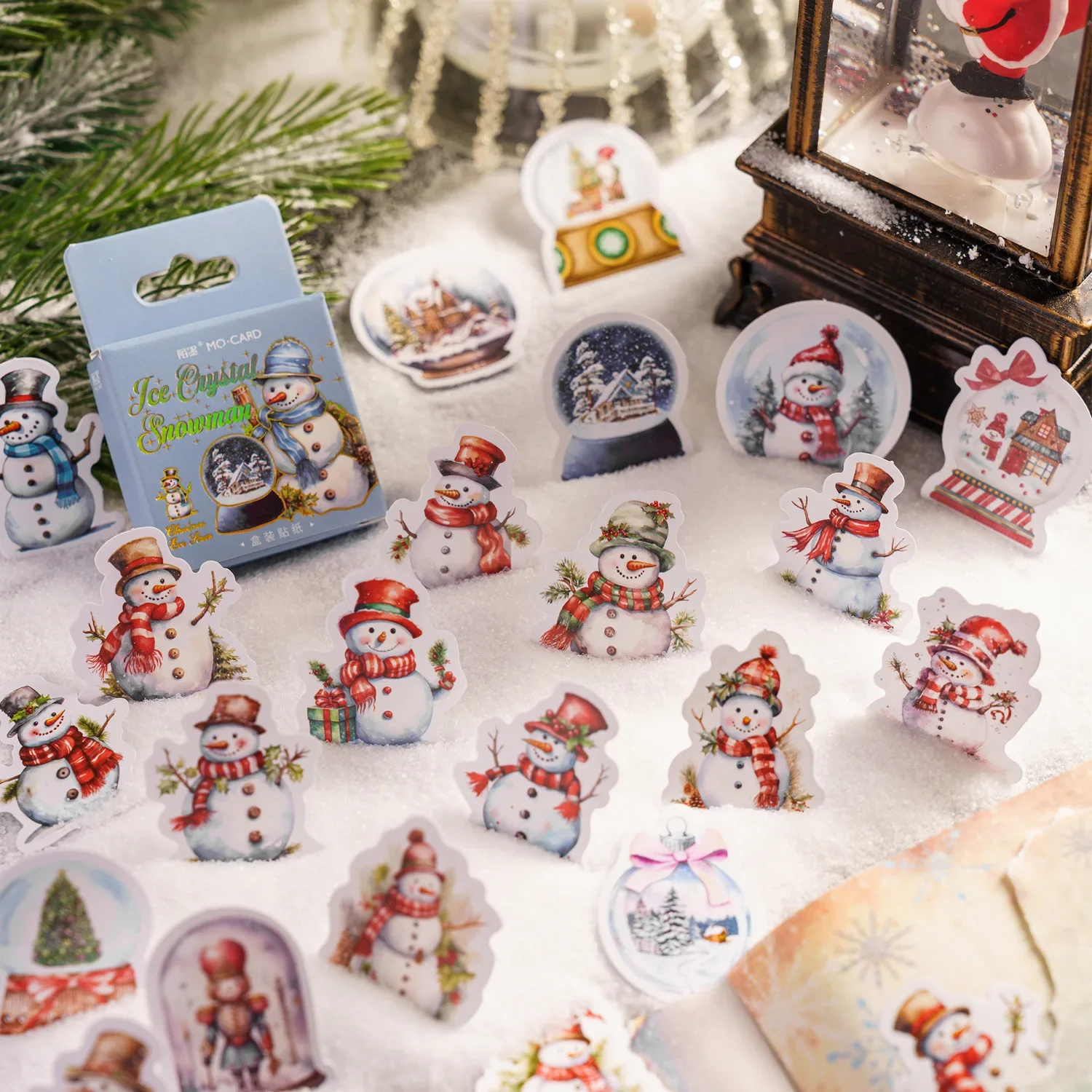 

46pcs/pack Box-Packed Stickers Christmas Night Series Christmas Theme Journal Decorative Stickers