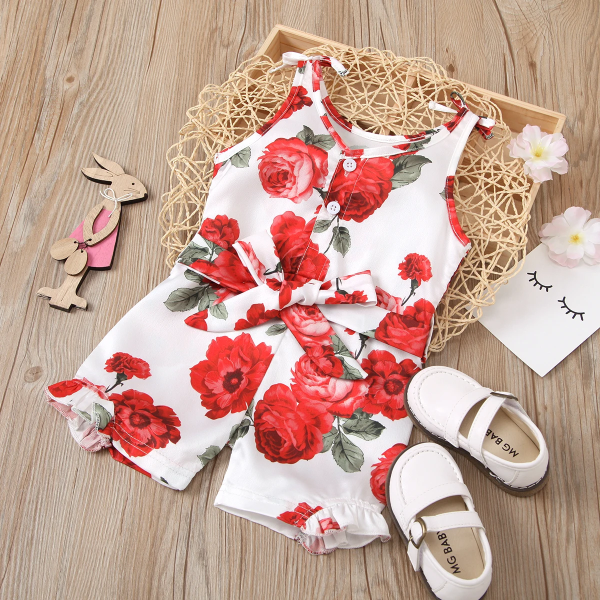 

Summer 0-24M Newborn Baby Girls vest Rompers floral Jumpsuits Outfits, As image shown