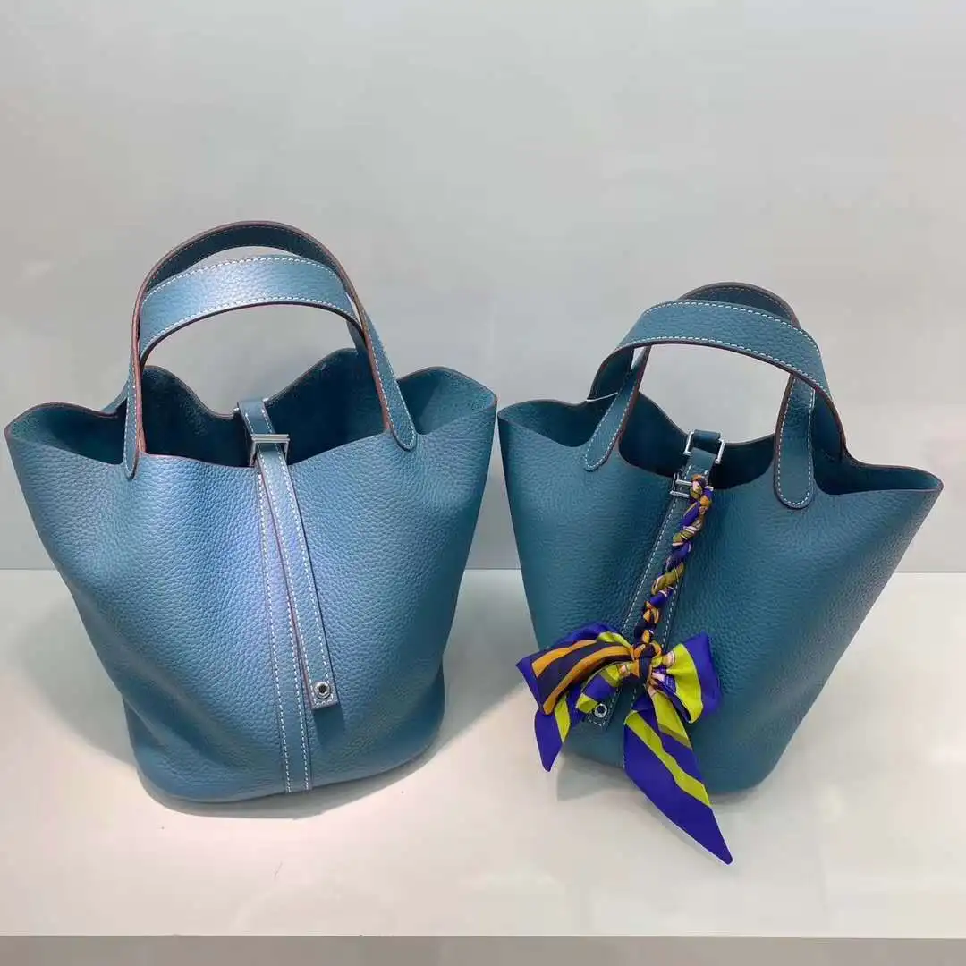 

Fashion First Layer Cowhide Basket Bag 2021 New Soft Leather Bucket Bag Lady Handbag Genuine Leather
