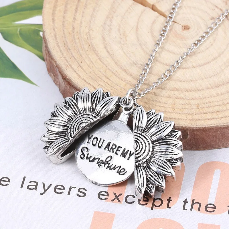 

Sunflower Pendant Necklace Valentine's Day Gift custom name necklace