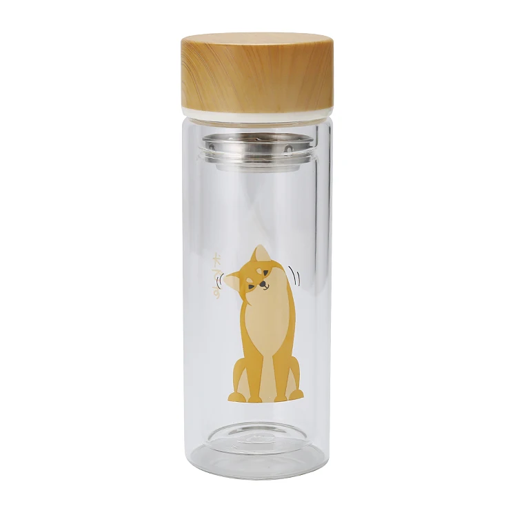 

Mikenda glass water bottle with bamboo lid and tea infuser