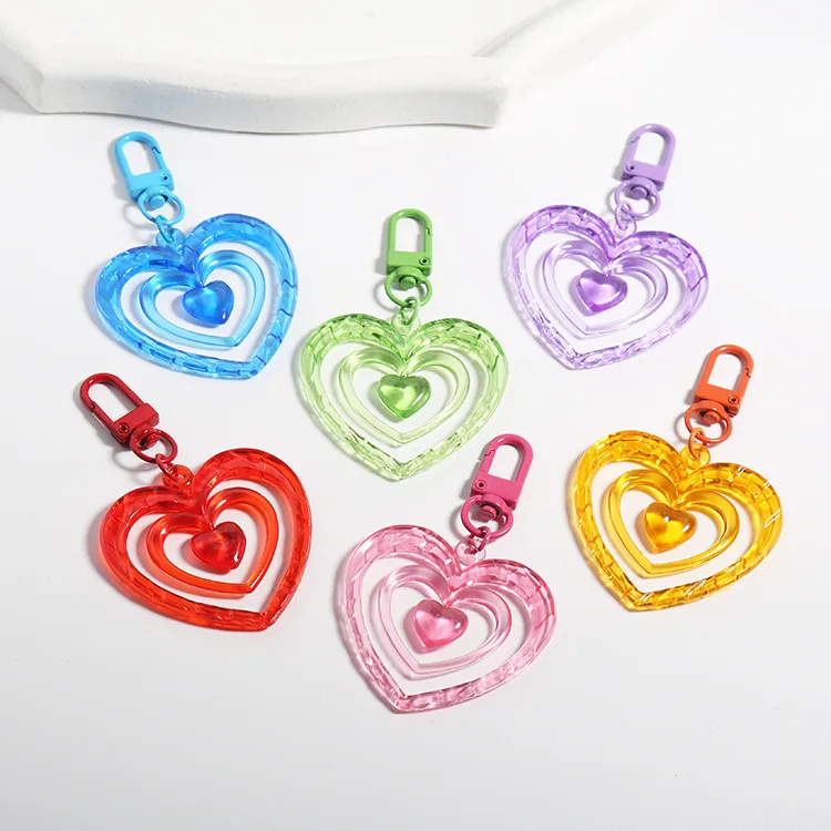 

Mixed Colorful Transparent Acrylic Plastic Hollow Heart Charm Pendants Keychains Kid Craft DIY Wholesales