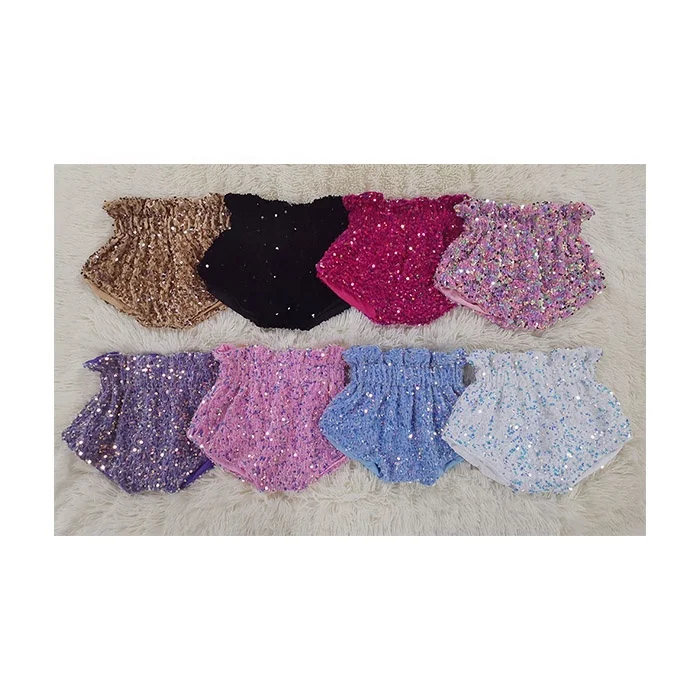 

2021 Hot Sale RTS Glitter Baby Bloomer Sequin Girl Bummies, White, black, pink, blue, purple, hot pink, gold, confetti pink