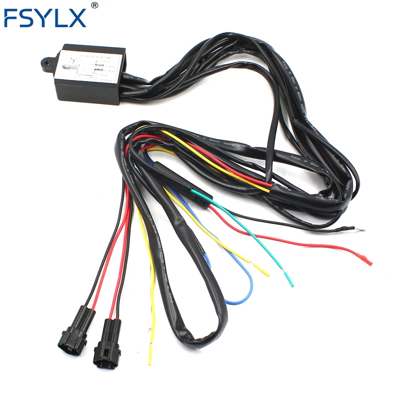 

FSYLX Universal 12V Car led DRL Controller Daytime Running Light Lamp Relay Harness Control On Off Dimmer led fog lights cable