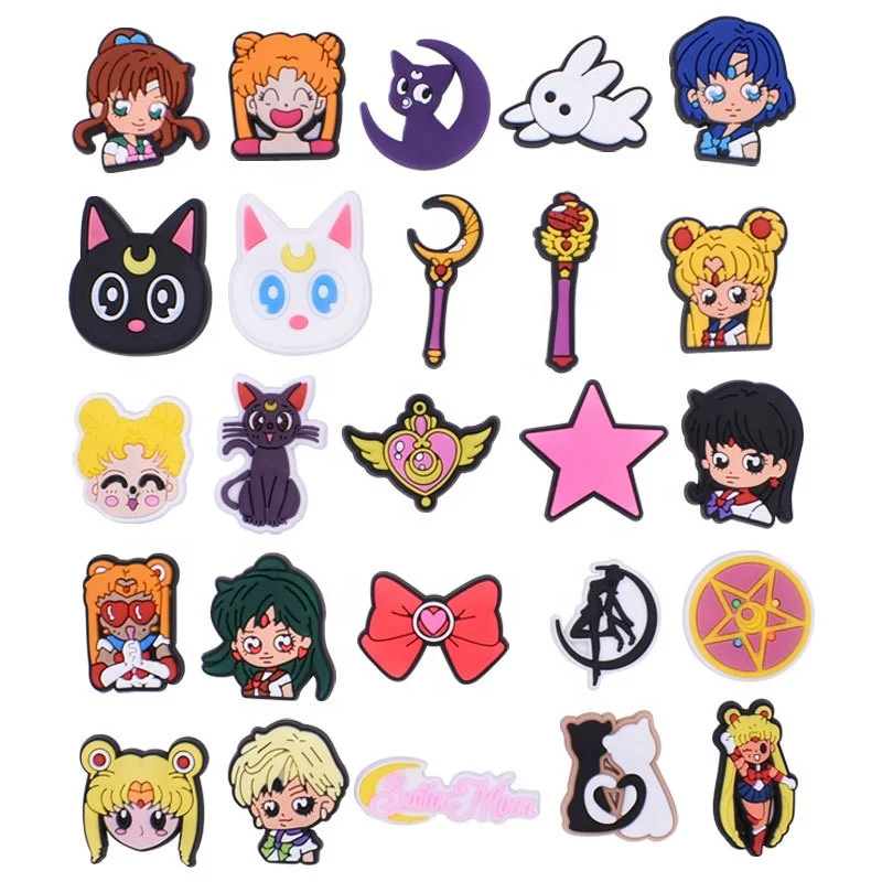 

Sailor Moon cartoon Designer Charms For croc Hot Sale Adult Birthday Gifts Use Mexican Croc Shoe Charms Accessories Wholesale, As picture