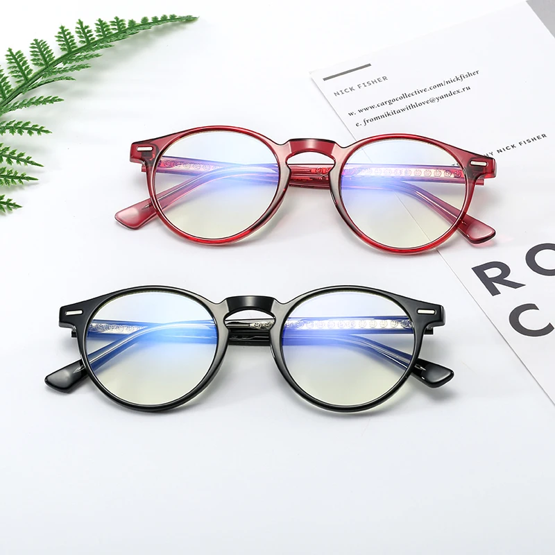 

93385 Trendy Brand Hot Selling Eyewear Blue Light Blocking Glasses Anti TR90 Optical Glasses Round Frames Ready Stock