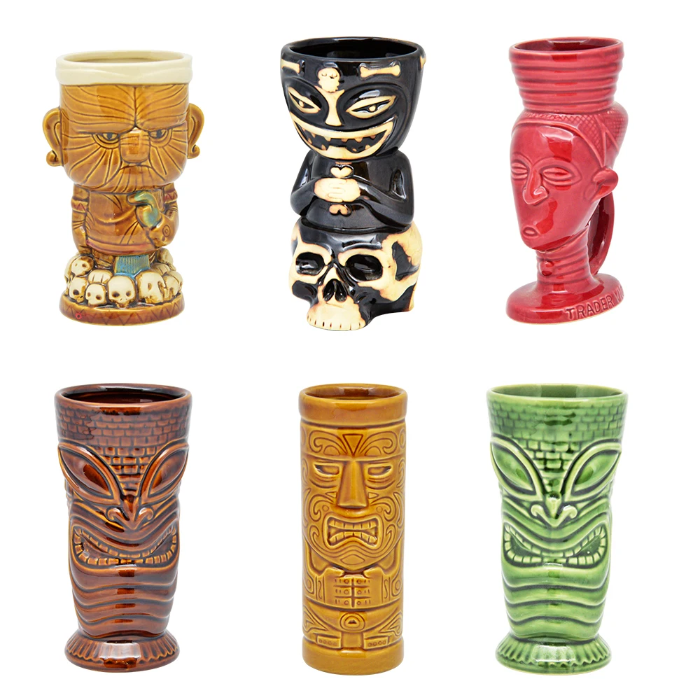 
KLP Wholesale hor selling High Quality Ceramic Tiki Mug cup with hand design ceramic 
