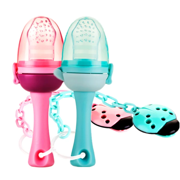 

2020 New Baby Infant Nipple Teething Toy Silicone Pouches Baby Fruit Pacifier Fresh Food Feeder, Blue pink