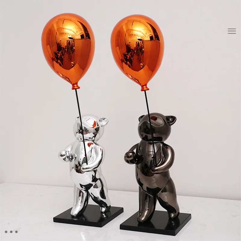 

Modern home decor luxury creative balloon Bear gift cartoon resin art sculpture for home decor furnishings, Colorful
