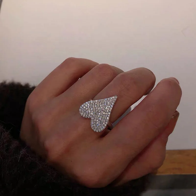 

Elegant Classic Adjustable Rings for Women Gift Engagement heart Rings