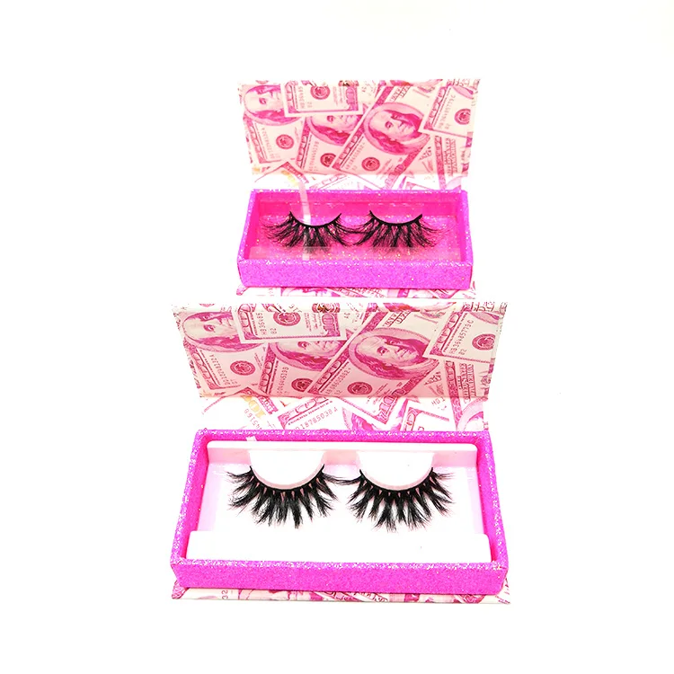 5D Mink Eyelashes Private Label Money Lashes Box Money Eyelash Packaging Box for 25mm Mink Lashes