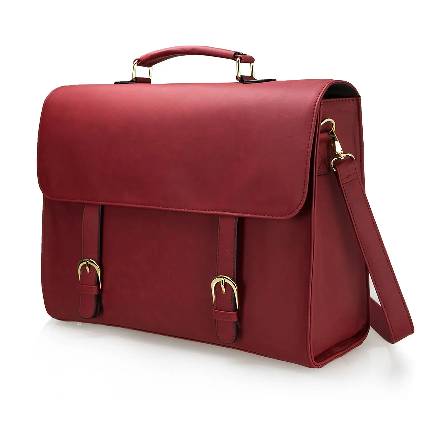 Briefcase for Women Oil Wax Leather Vintage 15.6 Inch Laptop Business Shoulder Bag Coffee 