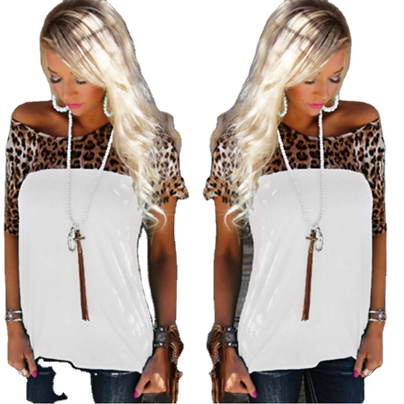 

Rummandy Women Crop Tops T Shirt Leopard Print Sexy T Shirt Women's Top Comfortable Fabric, Customized color