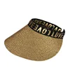 Custom color straw visor with letter decorates for women face sun visor uv