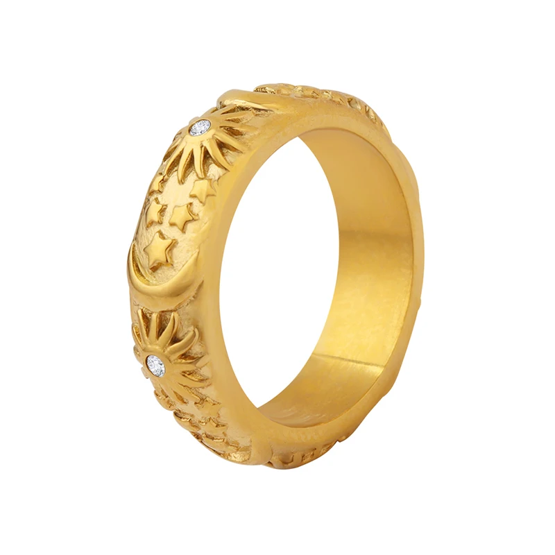 

Luxury Inlaid Zircon Wedding Rings Sun And Moon Rings