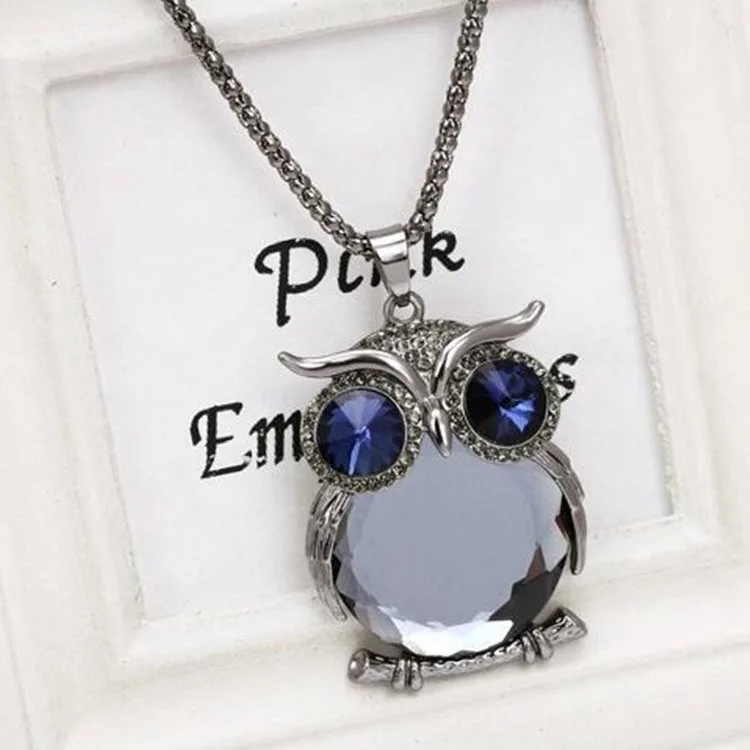 

The latest hot style Rhinestone Sweater Chain wholesale vintage owl crystal long necklace