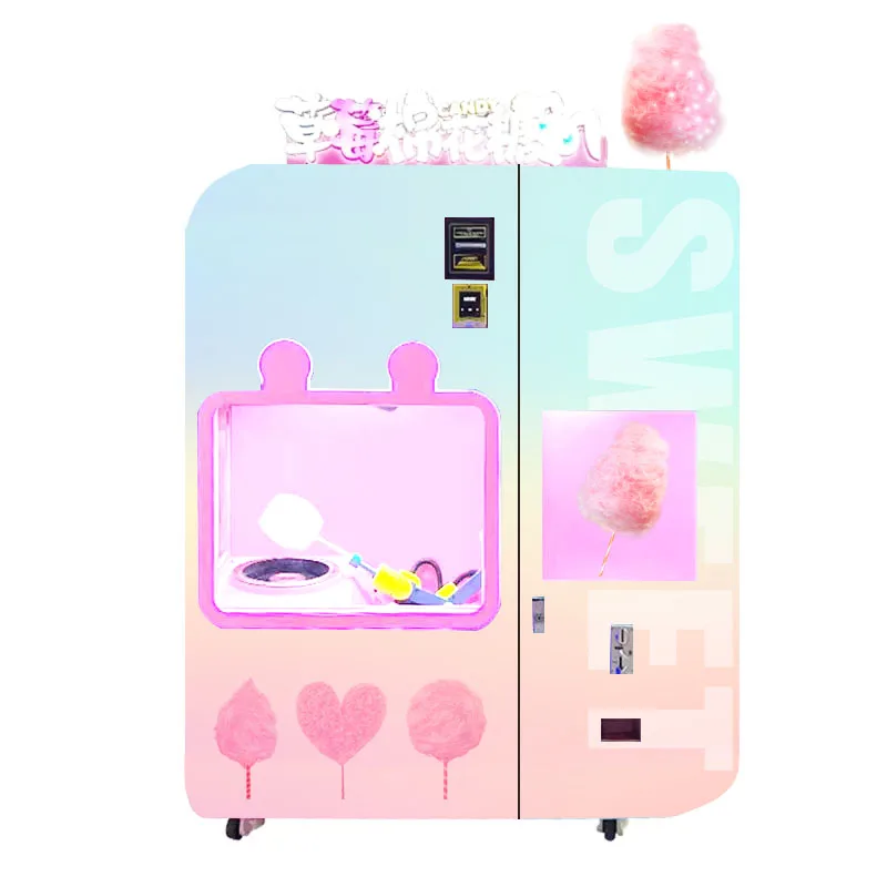 

fully automatic cotton candy making commercial vending machine candy cotton