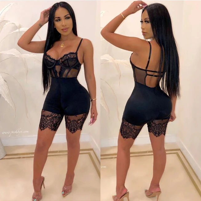 

JK-B306 2021 summer sleeveless lucky label lace regular corset short women bodysuit one piece jumpsuit rompers, Picture color