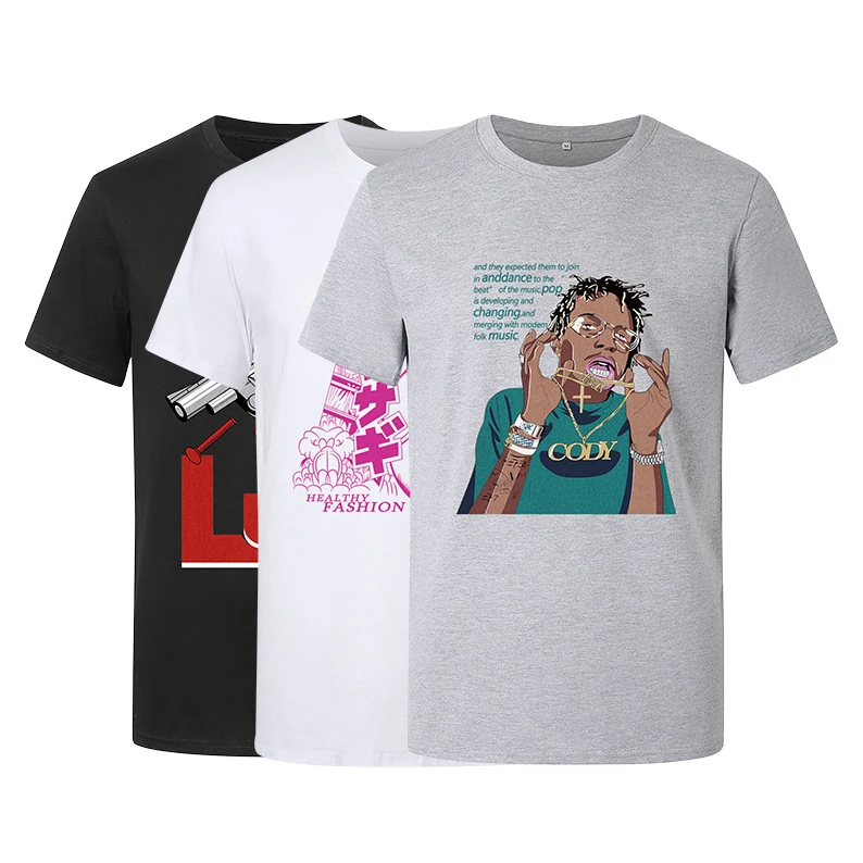 

Wholesale 100% Cotton Street Wear Digital Print Graphic Men T Shirt, Black, gray, white