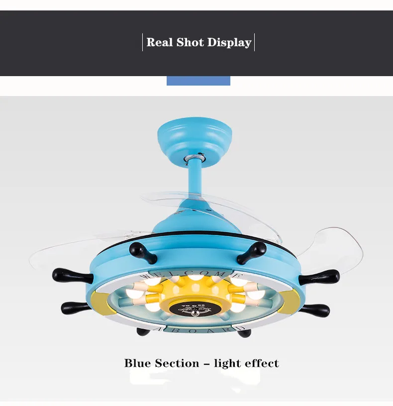 Light Weight Ceiling Fan Retractable With Led Lights,Metal Blade
