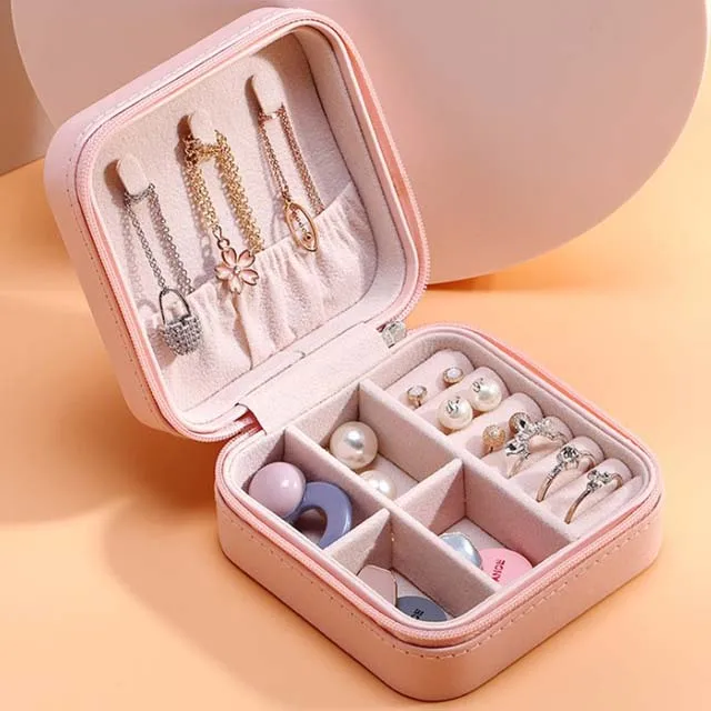

Amazon Hot Selling Women Travel Pu Leather Jewelry Box, White,pink and black