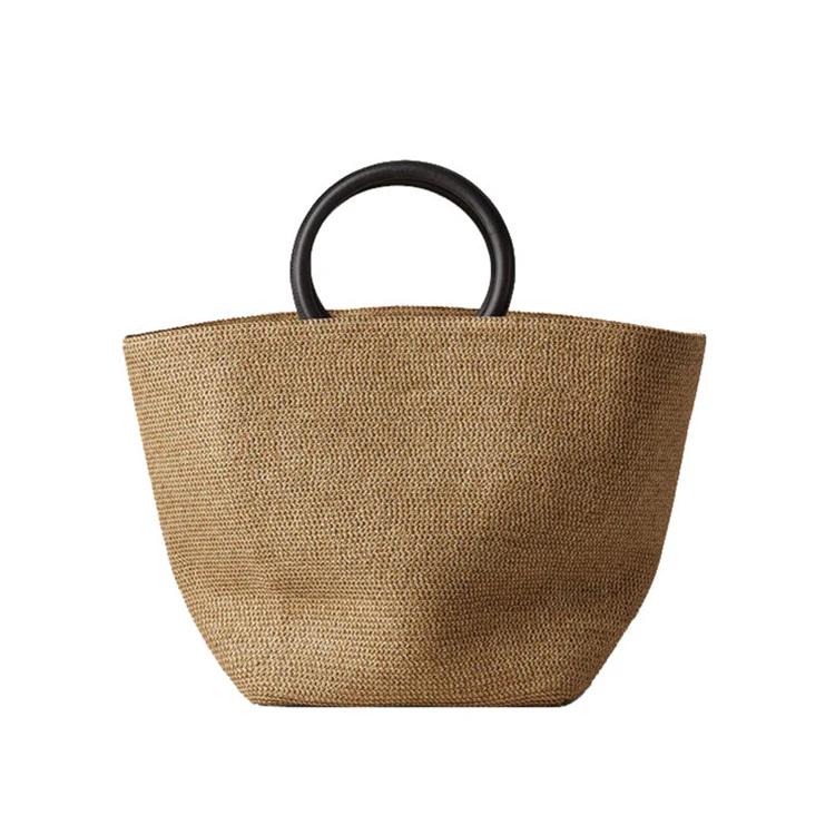 

AZB447 New Simple Straw Beach Bags Leisure Large Capacity Straw Woven Bags Tote Summer Beach Simple Beach Holiday Tote Bag