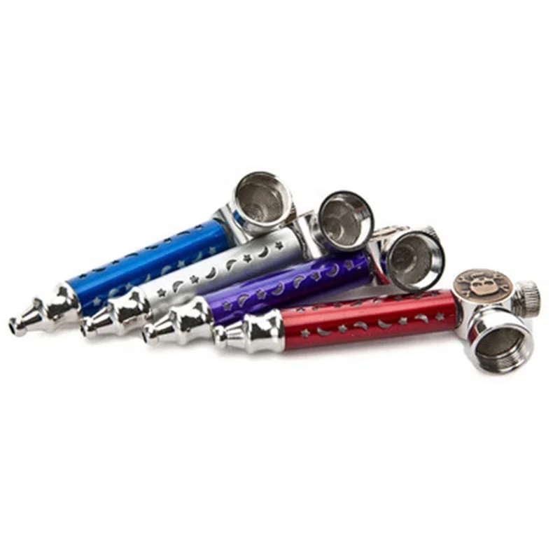 

Metal Sk-ull Detachable Hollow Out Tobacco Pipe, Sliver/purple/blue/red