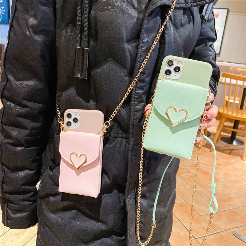 

For iPhone 11 12 Pro Max Case Candy Color Crossbody Lanyard Chain Card Bag Phone Case For iPhone XR XS Max 7 8 Plus X Back Cover