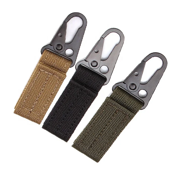 

3 Colors Emergency Tool EDC Tactical Custom Heavy Duty Belt Hook Keychain, Black, tan, army green