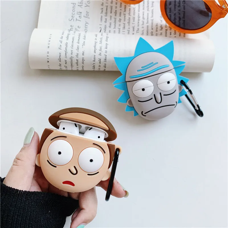 

3D Cartoon Rick Morty Air pods Case Cover Luxury Rubber Silicone Cute Earpod Case Covers for airpods 2, Multi colors