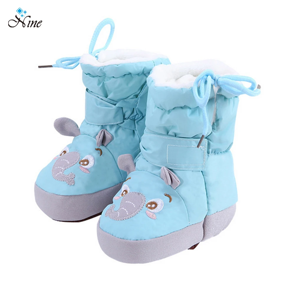 
winter plush thickened waterproof feather cotton children boots soft bottom baby walking shoes 