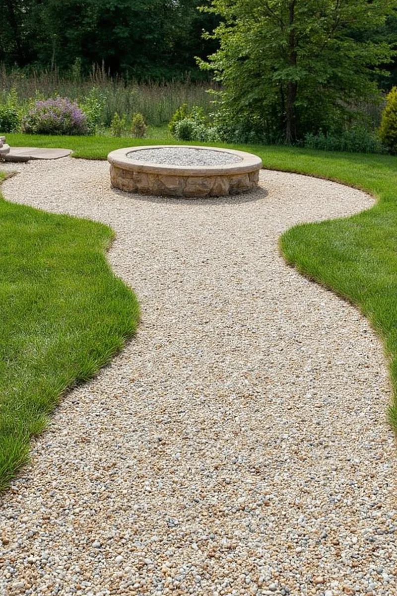 Modern backyard oasis with gravel