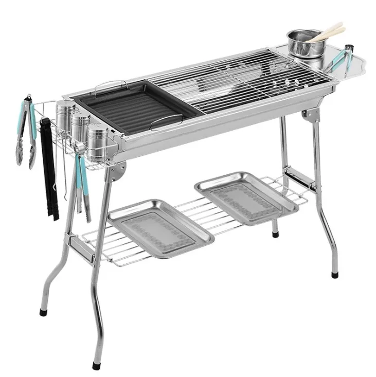 

Portable Folding Full-set Stainless Steel Commercial Charcoal BBQ Barbecue Grill