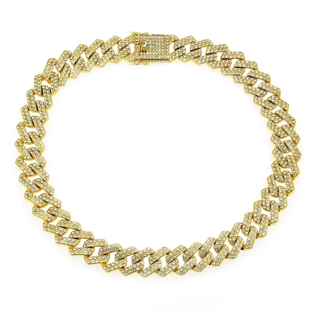 

PUSHI zircon Iced gold Cuban Necklace Full diamond hip hop necklace bracelets for women jewelry