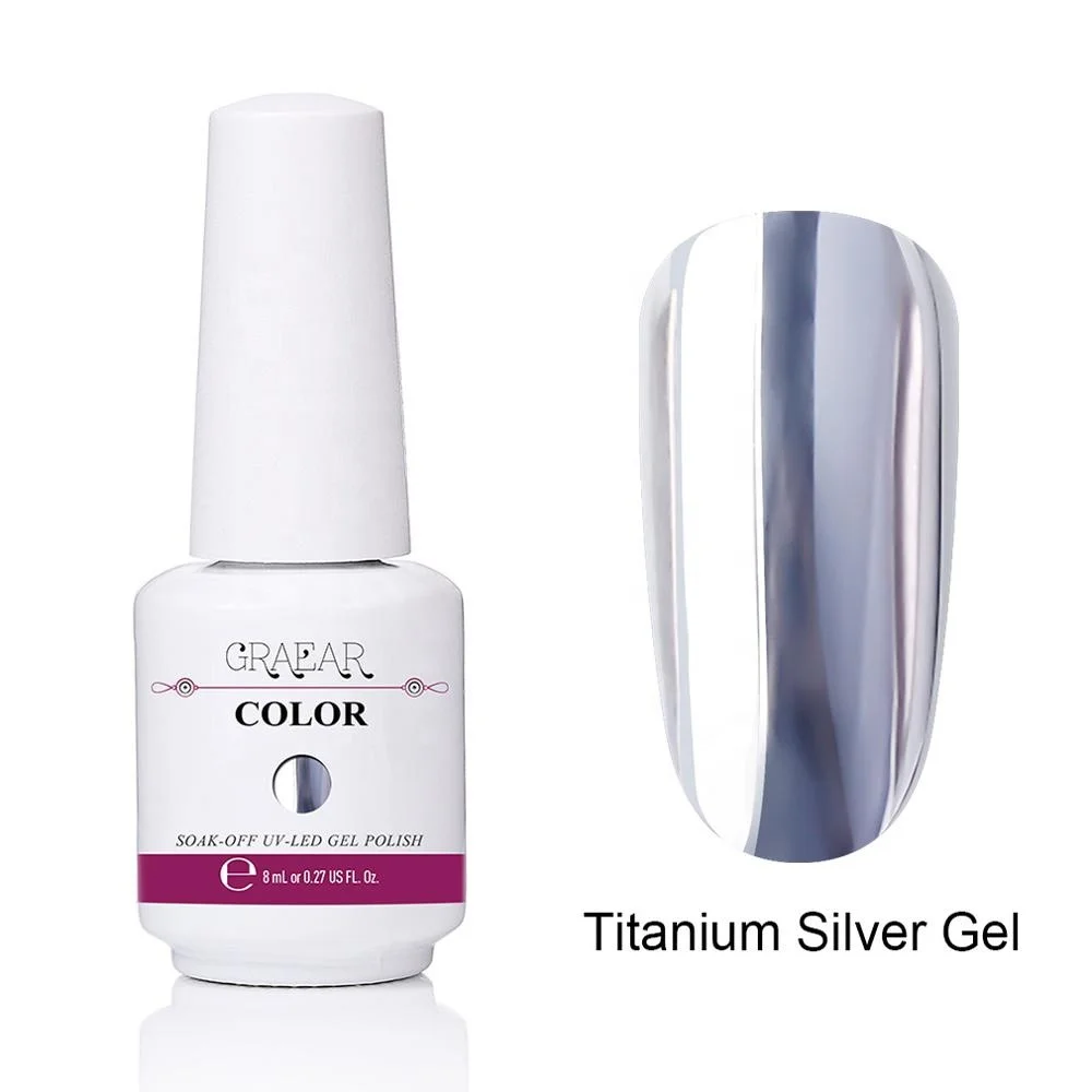 

2019 Titanium Silver Effects Nail Polish UV Gel Long Lasting Soak Off Nails polish UV Gel natural material Nail Gel Polish, Siliver