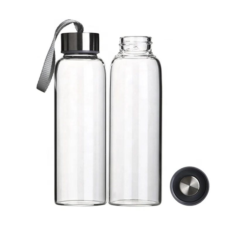 

High quality glass water bottle 420ml/600ml Unbreakable borosilicate glass water bottle, Transparent