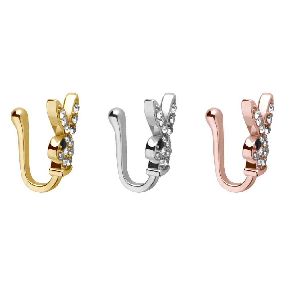 

New FashionRabbit Bunny Nose Rings Piercing Jewelry U Shape Clip On Faux Piercing