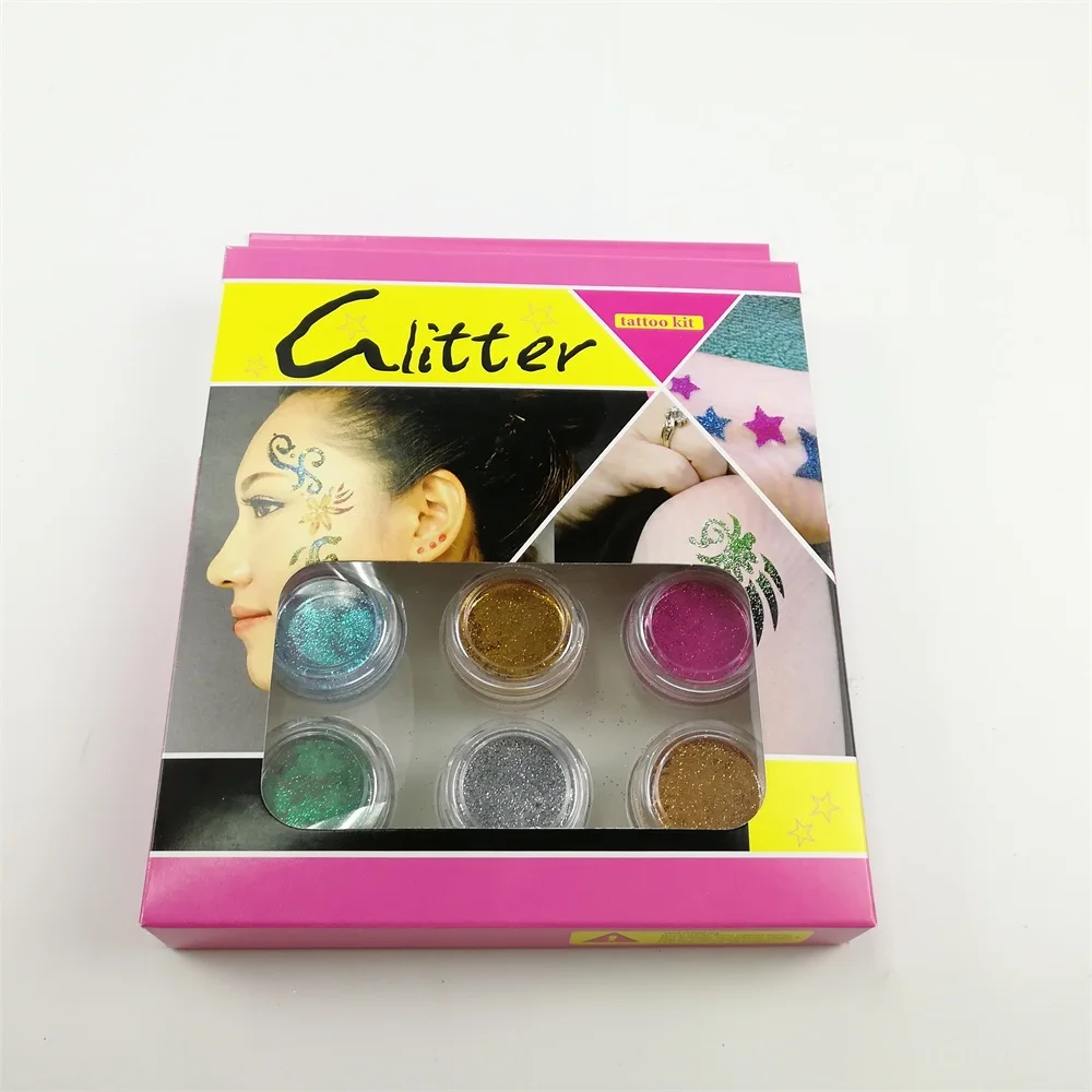 
Temporary Glitter Tattoo Kits with Vivid Colors Glitter Powder 