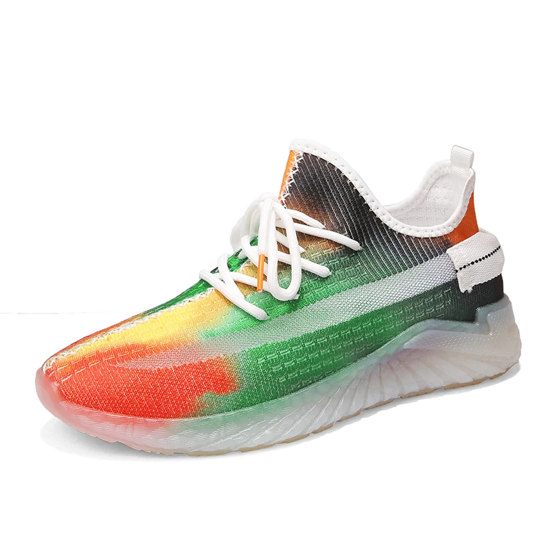 

Colorful jersey sneakers with transparent jelly soles