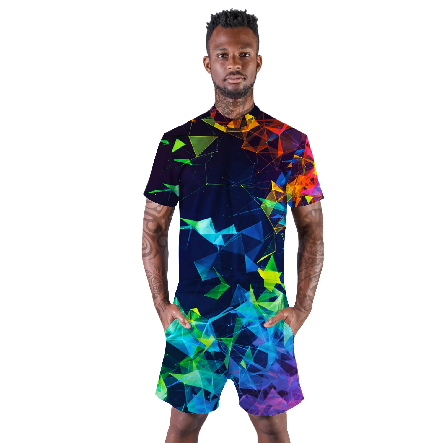 

Lastest zipper Mujer Pullover Short Sleeve Jumpsuit America Flag Maillot Summer Couple Custom Made Jumpsuit, Customed color acceptable