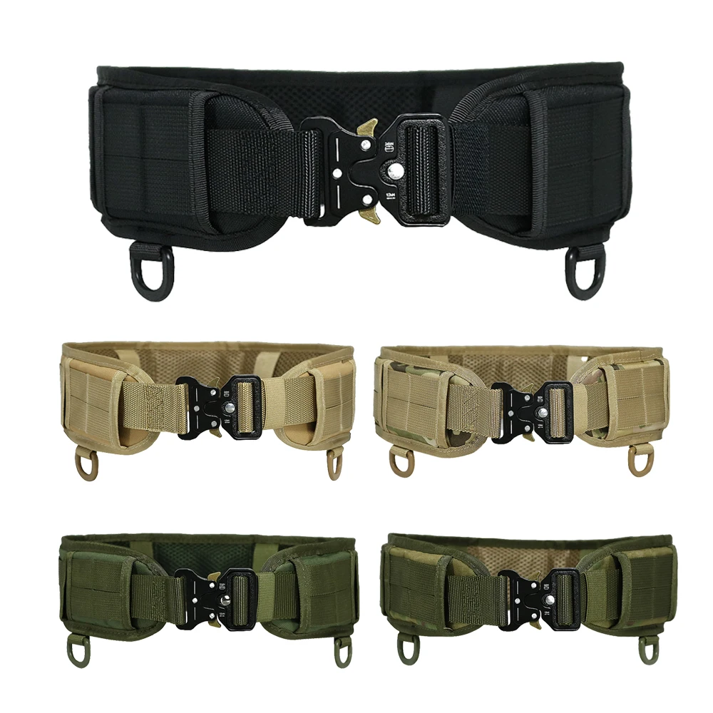 Tactical MOLLE Battle Belt for Men Adjustable Padded Waistband with Quick Release Buckle Duty Belt for Hunting Paintball