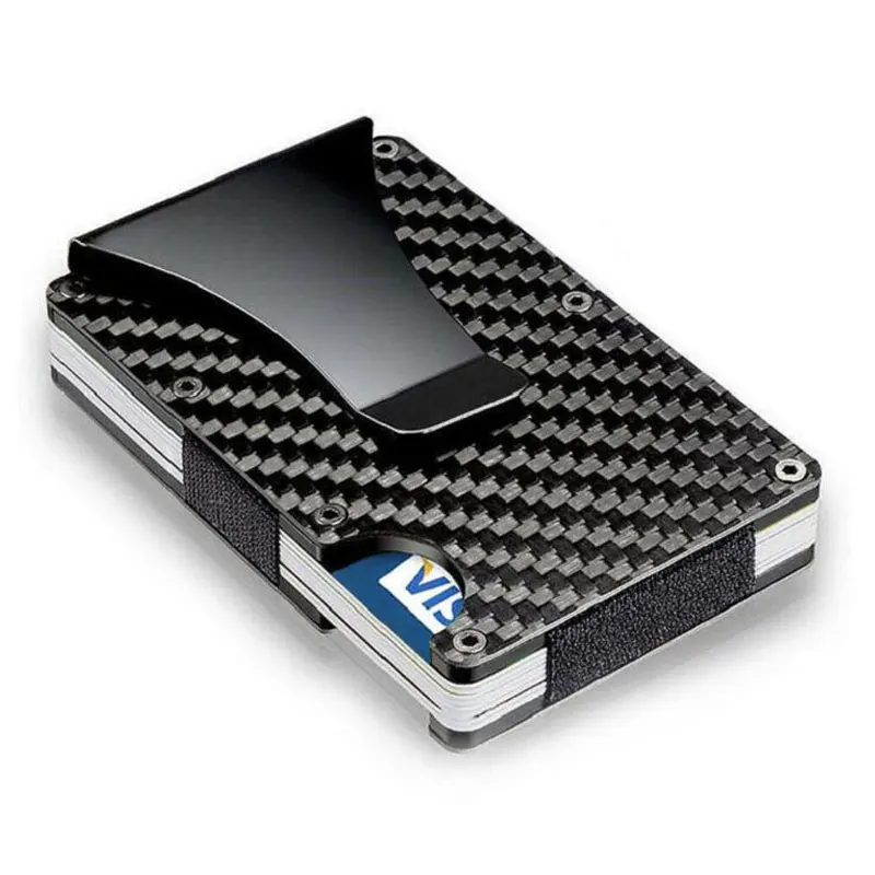 

Carbon Fiber Slim Wallet Credit Card Holder RFID Blocking Wallet, Black