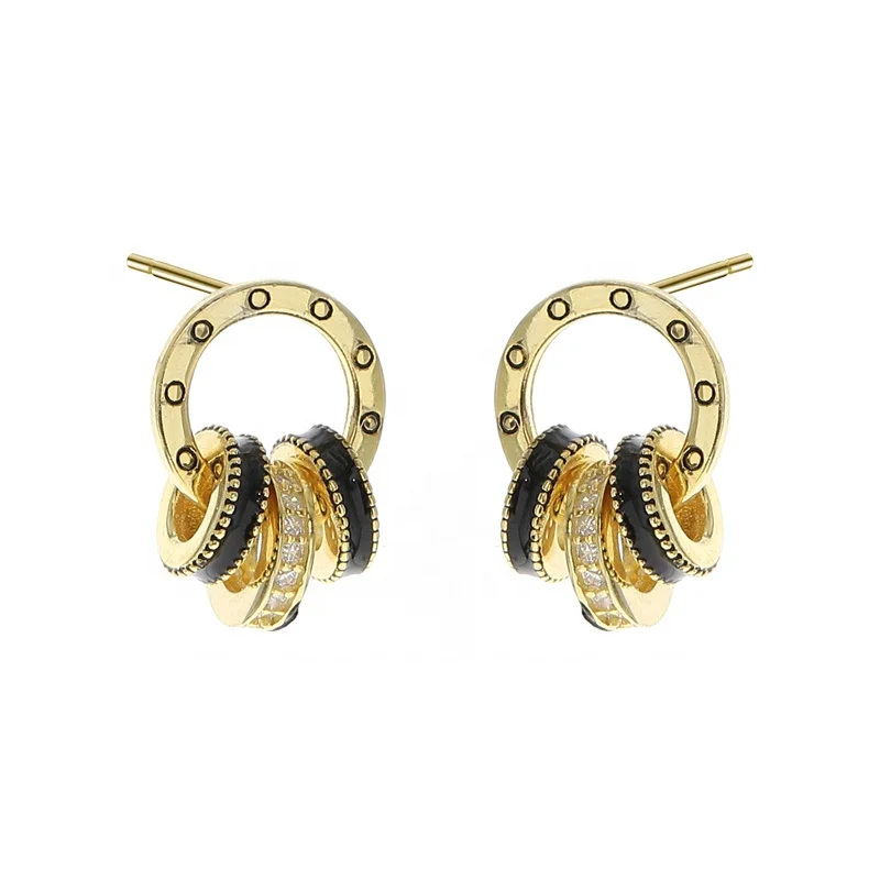 

S925 sterling silver jewelry new hollow circle earrings E1976