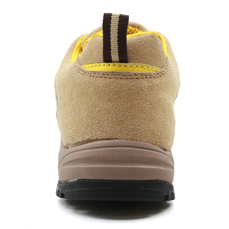 Yellow Oil Slip Resistant Soft Rubber Sole Cow Suede Leather Steel Toe