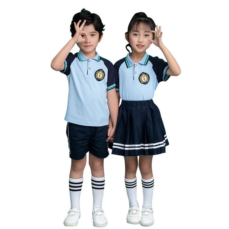 

summer custom tops trousers kid kindergarten Short skirt school uniforms, Custom color