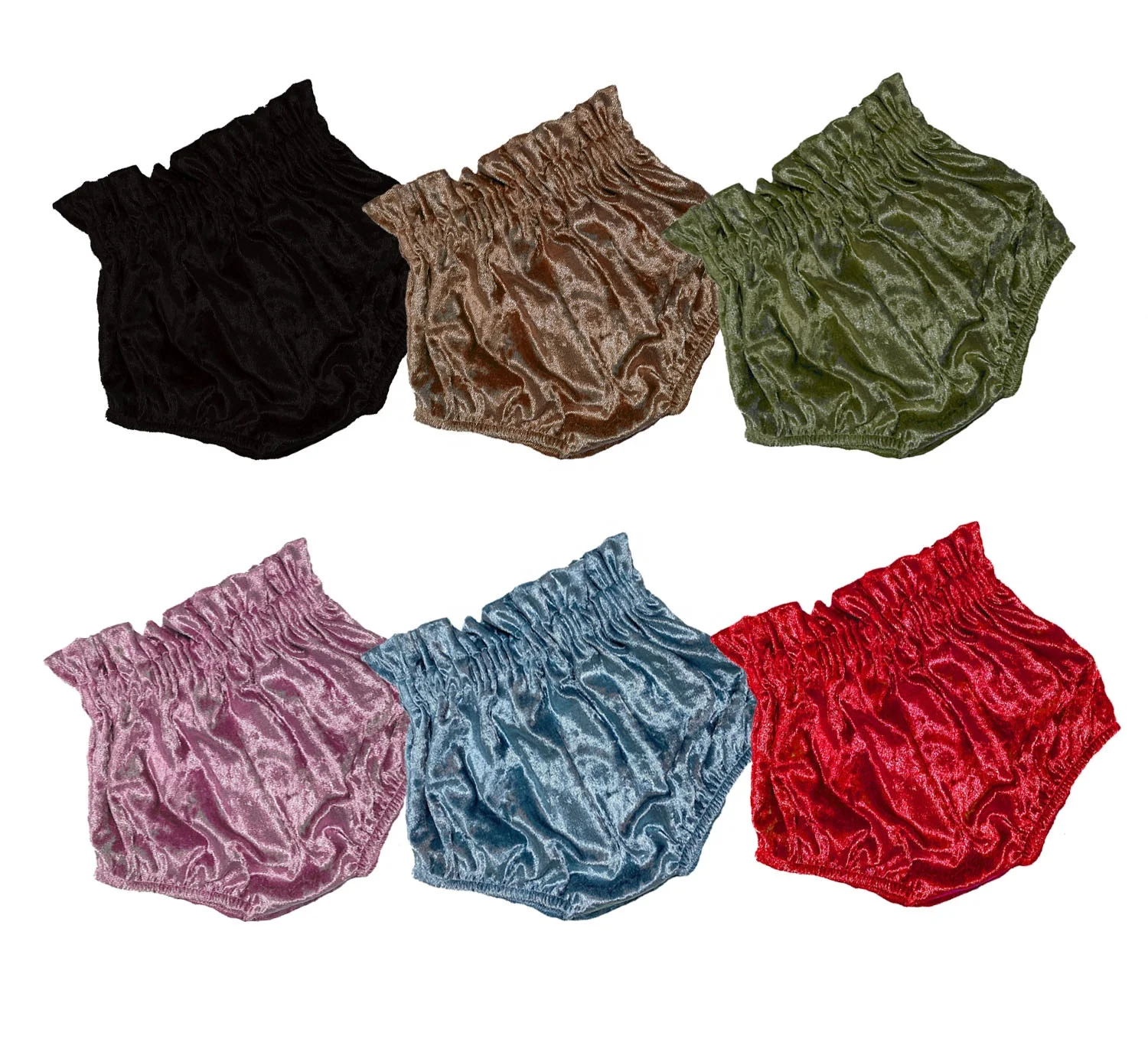 

Hot selling infant velvet shorts toddler solid color bloomer baby girls velvet bummies, 6 colors as pics