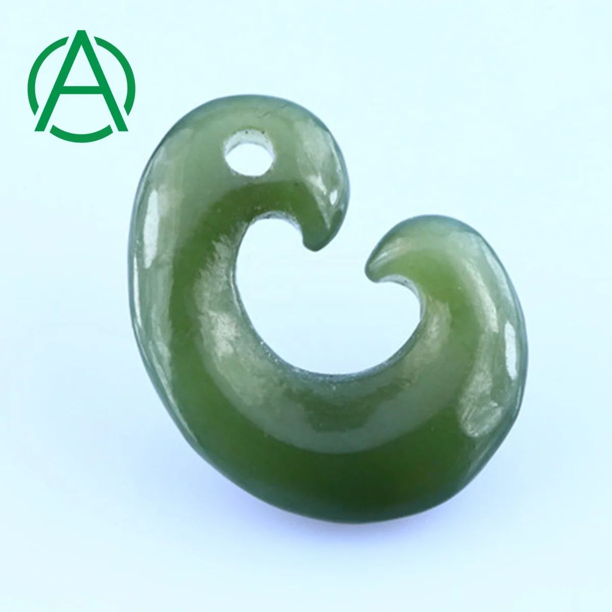 

ArthurGem Nep0020 Natural Canadian Nephrite Jade Carving Pendant Lucky Charm Fish Hook Pendant