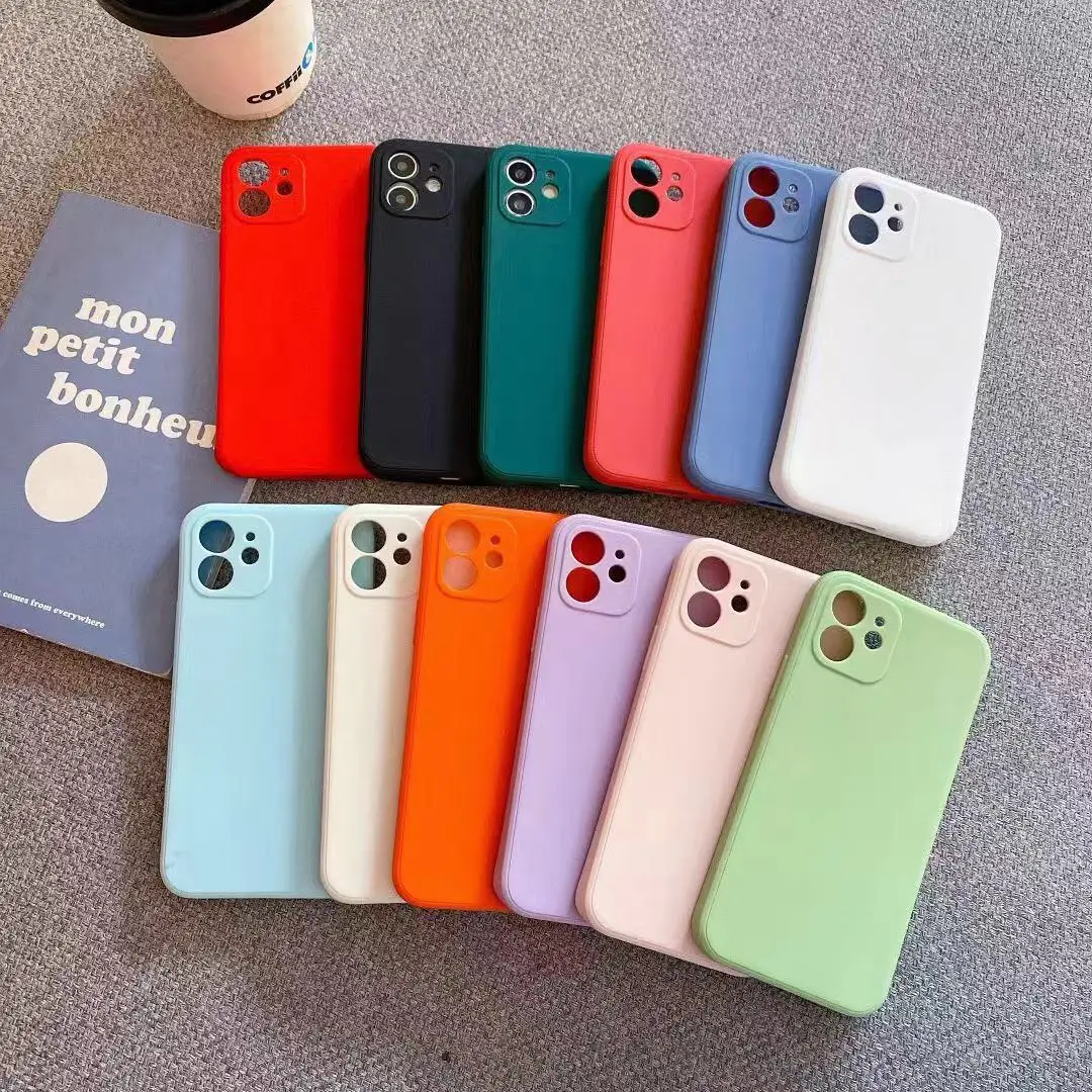 

2021 luxury Square Liquid Silicone Mobile Case For iPhone 13 12 11 Pro Max Mini XS Square Phone Cases, Red/blue/orange/white/yellow