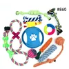 wholesale High quality safe 12 pack dog toy set cotton rope toys squeaky chew toy ball cleaning teeth